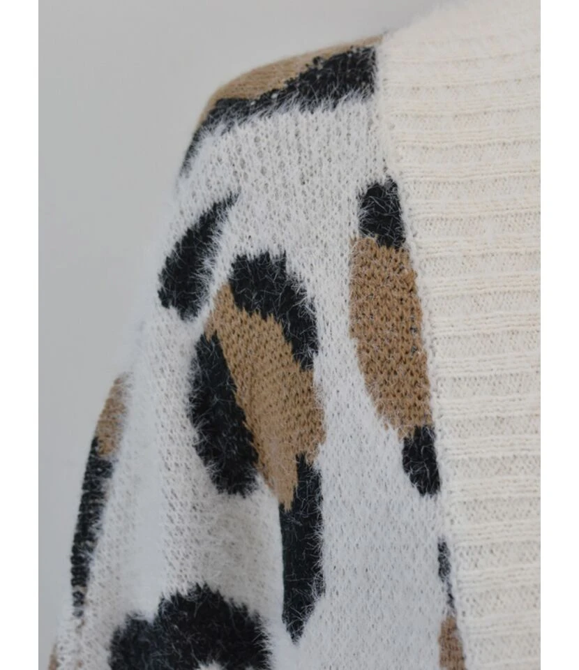 Leopard Hit Color Knit Cardigan 8 Leopard Hit Color Knit Cardigan - Image 8