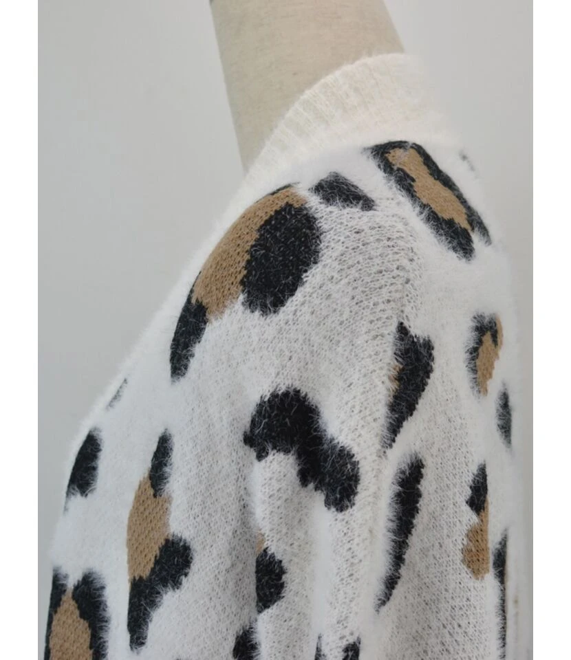 Leopard Hit Color Knit Cardigan 9 Leopard Hit Color Knit Cardigan - Image 9