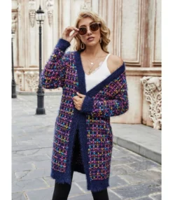 Houndstooth Pocket Knit Cardigan