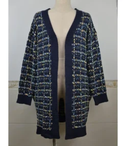 Houndstooth Pocket Knit Cardigan -Women Clothing Sales Store 200922172 5 1