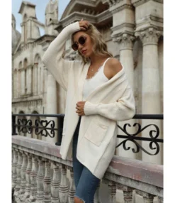 Solid Color Pocket Ribbed Knit Cardigan -Women Clothing Sales Store 200922889 2 1