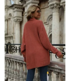 Solid Color Pocket Ribbed Knit Cardigan -Women Clothing Sales Store 200922889 3 2