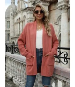 Solid Color Pocket Ribbed Knit Cardigan -Women Clothing Sales Store 200922889 4 2