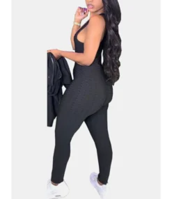 3 Pieces Solid Color Tank Top & Pants & Zipper Jacket Sports Tracksuit