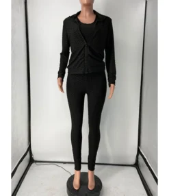 3 Pieces Solid Color Tank Top & Pants & Zipper Jacket Sports Tracksuit 10 3 Pieces Solid Color Tank Top & Pants & Zipper Jacket Sports Tracksuit -Women Clothing Sales Store 200923758 5