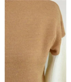 Funnel Collar Hit Color Ribbed Pullover -Women Clothing Sales Store 200925562 3