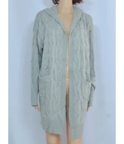 Twist Knit Pocket Hooded Cardigan -Women Clothing Sales Store 200928527 11 1