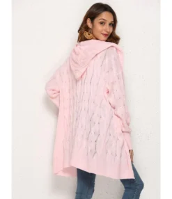 Twist Knit Pocket Hooded Cardigan -Women Clothing Sales Store 200928527 4