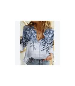 Gradient Floral Print Long Sleeve Womens Shirts Casual Wholesale Blouse ST95275