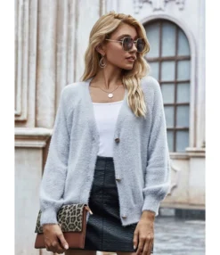 Pure Color Plush Sweater Cardigan