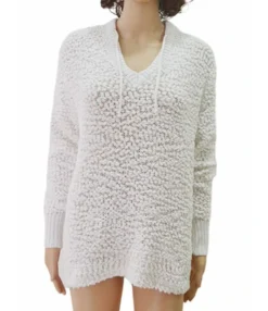 Grain Fleece Knit Hooded Sweater -Women Clothing Sales Store 201006510 2 1