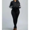 2 Pieces Snake Skin Print Hooded Jacket And Pants Sweatsuit