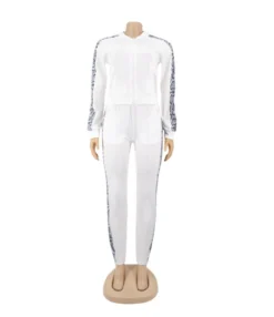 2 Pieces Snake Skin Print Hooded Jacket And Pants Sweatsuit -Women Clothing Sales Store 201009607 6 1