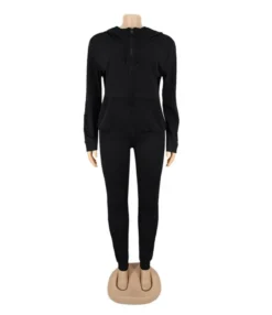 2-piece Plain Zipper Hooded Sweatshirt Match Drawstring Pants Set 16 2-piece Plain Zipper Hooded Sweatshirt Match Drawstring Pants Set -Women Clothing Sales Store 201009737 5