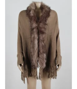 Faux Fur Collar Fringe Trim Cardigan -Women Clothing Sales Store 201010444 5 1