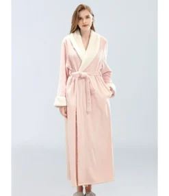 Winter Belted Flannel Robe Bathrobe -Women Clothing Sales Store 201014905 1 1
