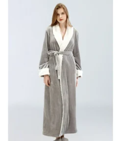 Winter Belted Flannel Robe Bathrobe -Women Clothing Sales Store 201014905 3 1