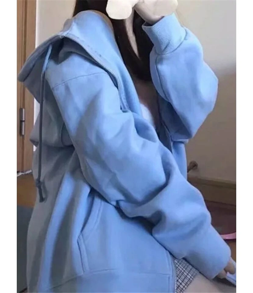 Pure Color Zipper Hooded Sweatshirt 1 Pure Color Zipper Hooded Sweatshirt