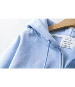 Pure Color Zipper Hooded Sweatshirt 21 Pure Color Zipper Hooded Sweatshirt -Women Clothing Sales Store 201016194 5