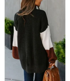 Colorblock Pocket Crochet Stripe Cardigan -Women Clothing Sales Store 201021263 6