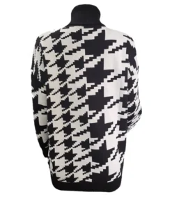 Turtleneck Houndstooth Knit Smock Sweater -Women Clothing Sales Store 201021551 4