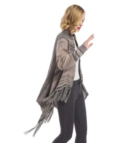 Tassel Hem Knitting Wrapped Shawl Cardigan 11 Tassel Hem Knitting Wrapped Shawl Cardigan -Women Clothing Sales Store 201027724 2 1