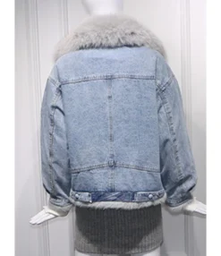 Double Pocket Denim Fur Coat 7 Double Pocket Denim Fur Coat -Women Clothing Sales Store 201029254 3