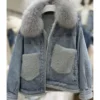 Double Pocket Denim Fur Coat