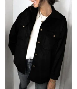 Flap Pocket Buttoned Woolen Topcoat -Women Clothing Sales Store 201110289 3 1