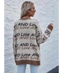 Letter Jacquard Knitting Sweater Cardigan -Women Clothing Sales Store 201120167 10