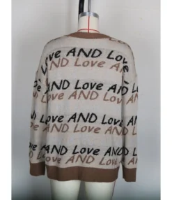 Letter Jacquard Knitting Sweater Cardigan -Women Clothing Sales Store 201120167 3
