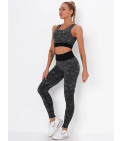 3 PCS Jacquard Knitting Sports Set Crop Top + Tank Top + Pants -Women Clothing Sales Store 201201484 11
