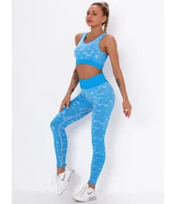 3 PCS Jacquard Knitting Sports Set Crop Top + Tank Top + Pants -Women Clothing Sales Store 201201484 2