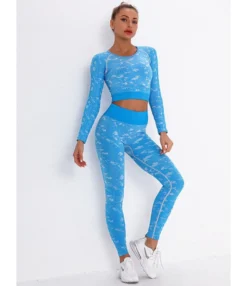 3 PCS Jacquard Knitting Sports Set Crop Top + Tank Top + Pants -Women Clothing Sales Store 201201484 4