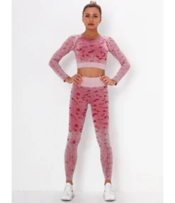 3 PCS Jacquard Knitting Sports Set Crop Top + Tank Top + Pants