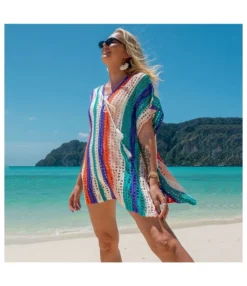 Colorful Striped Beachwear Cover Up Hollow Knitted Sunscreen Swimsuit Blouse Wholesale Blouse STN533558 -Women Clothing Sales Store 205ea6c7 fe84 4d5d a539 7b78e6629ef3 a200d712b841c08abd5699d63efd7ee0