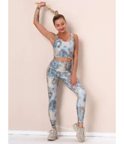 2 Pieces Tie-dye Yoga Set Cropped Tank Top With Sports Tights -Women Clothing Sales Store 210104271 10