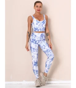 2 Pieces Tie-dye Yoga Set Cropped Tank Top With Sports Tights -Women Clothing Sales Store 210104271 11