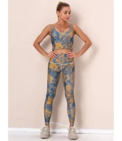 2 Pieces Tie-dye Yoga Set Cropped Tank Top With Sports Tights -Women Clothing Sales Store 210104271 12