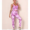 2 Pieces Tie-dye Yoga Set Cropped Tank Top With Sports Tights