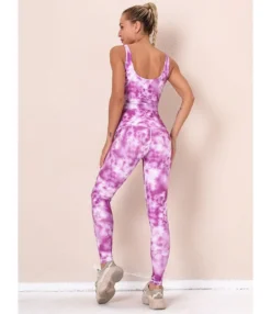 2 Pieces Tie-dye Yoga Set Cropped Tank Top With Sports Tights -Women Clothing Sales Store 210104271 4