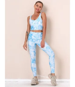 2 Pieces Tie-dye Yoga Set Cropped Tank Top With Sports Tights -Women Clothing Sales Store 210104271 5