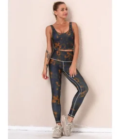 2 Pieces Tie-dye Yoga Set Cropped Tank Top With Sports Tights -Women Clothing Sales Store 210104271 6