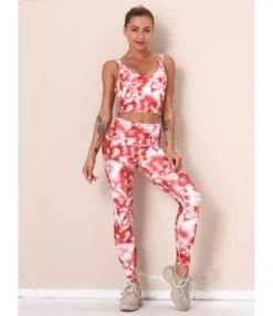 2 Pieces Tie-dye Yoga Set Cropped Tank Top With Sports Tights -Women Clothing Sales Store 210104271 9