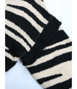 Zebra Stripe Knitted Sweater Cardigan 20 Zebra Stripe Knitted Sweater Cardigan -Women Clothing Sales Store 210105817 5