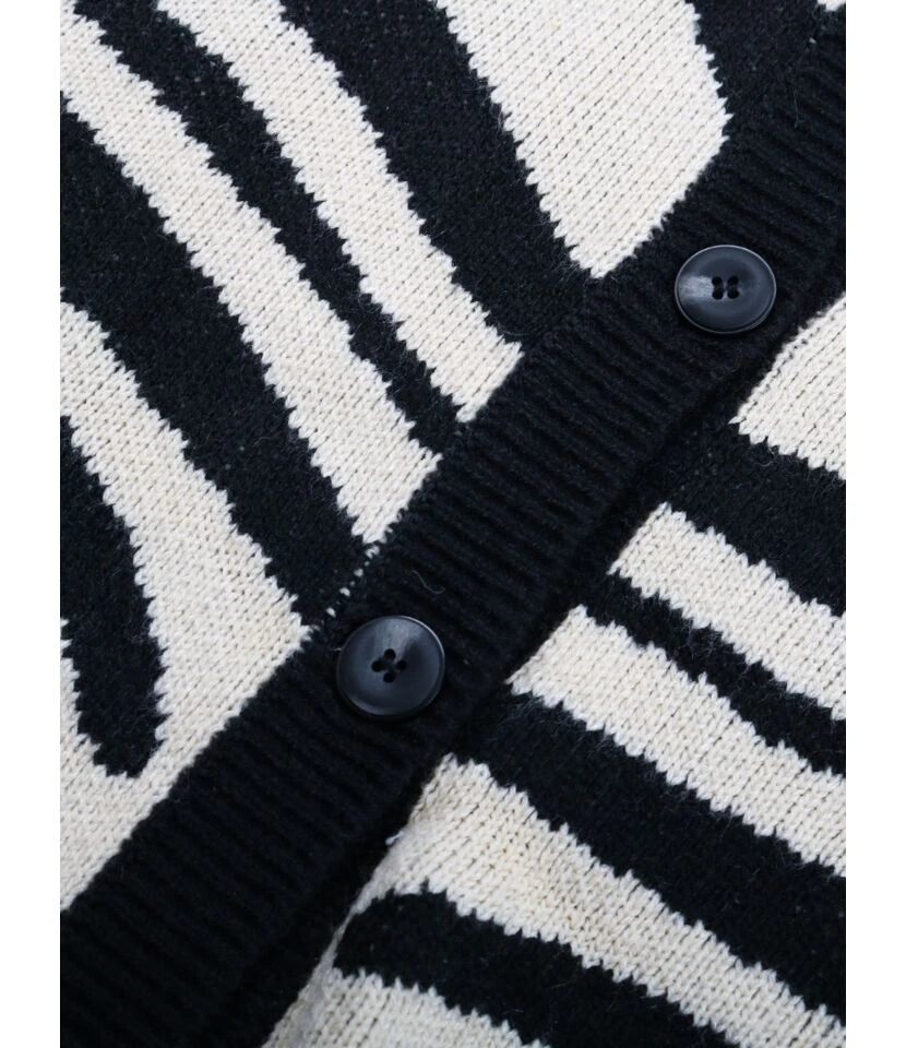 Zebra Stripe Knitted Sweater Cardigan 9 Zebra Stripe Knitted Sweater Cardigan - Image 9