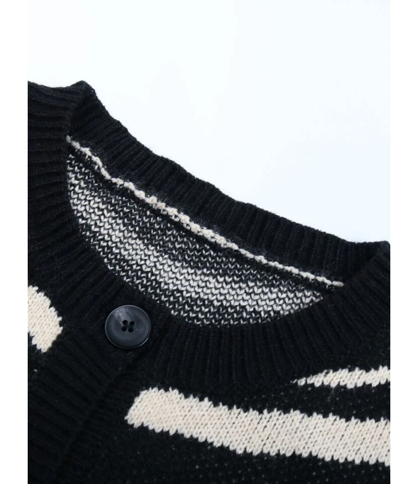 Zebra Stripe Knitted Sweater Cardigan 8 Zebra Stripe Knitted Sweater Cardigan - Image 8