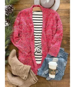 Colorful Dots Jacquard Knitted Cardigan -Women Clothing Sales Store 210111966 9 1