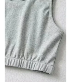 2-piece Sports Grey Outfit Tank Top & Rolled Hem Shorts 11 2-piece Sports Grey Outfit Tank Top & Rolled Hem Shorts -Women Clothing Sales Store 210113198 2