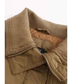 Lapel Neck Ribbed Patchwork Pufff Coat -Women Clothing Sales Store 210115073 10